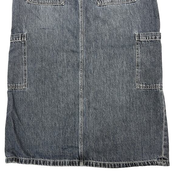 Old Navy Maxi Jean Skirt 14 Mid-Rise Drapey Denim Cargo Grunge Retro Dark Wash - Picture 7 of 10